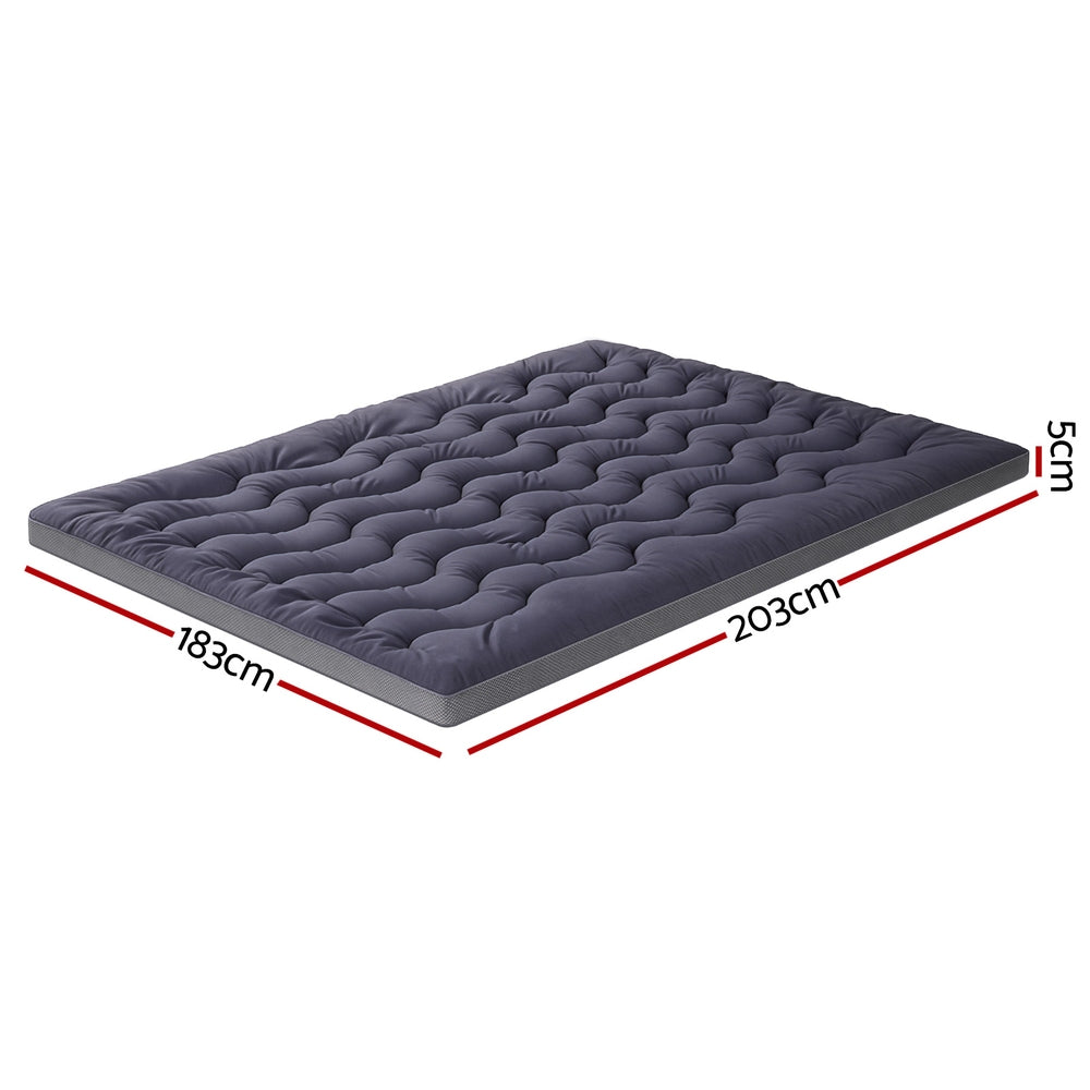 Giselle King Mattress Topper Pillowtop Bamboo Charcoal 5cm