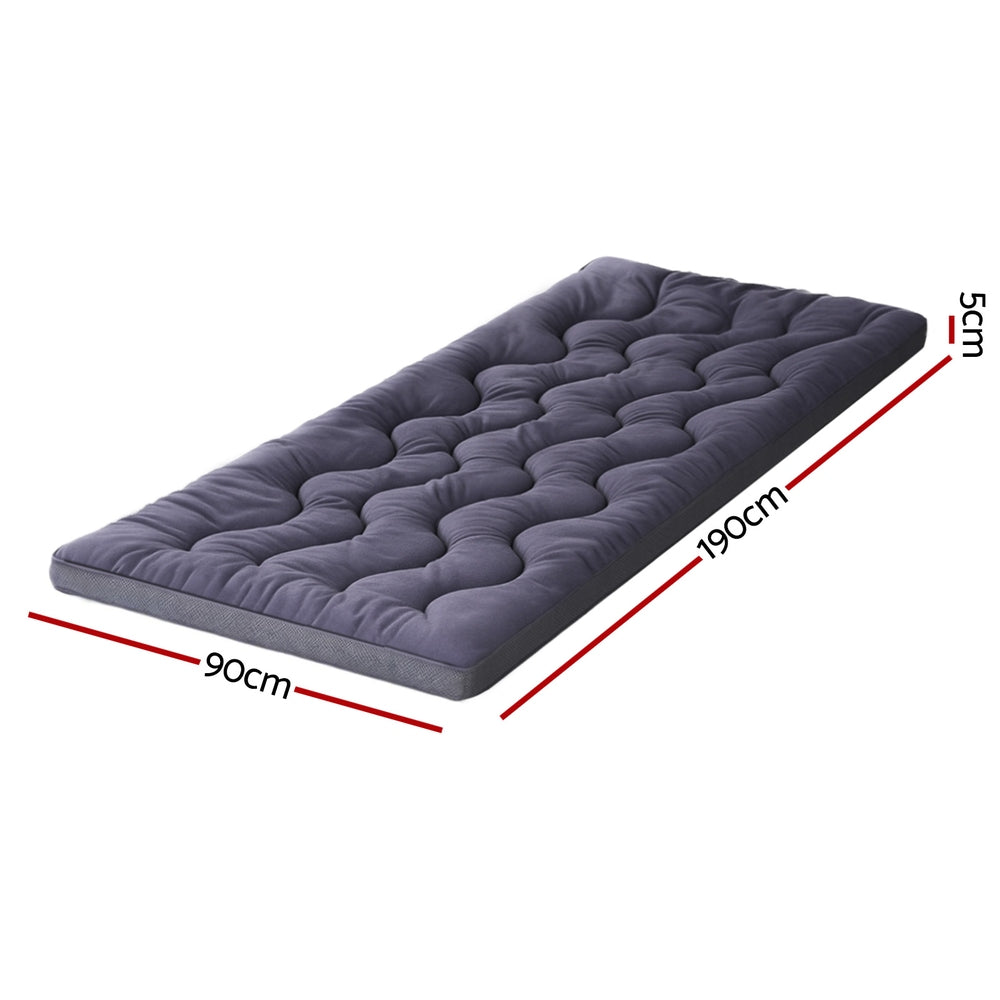 Giselle Single Mattress Topper 5cm Pillowtop Bamboo Charcoal