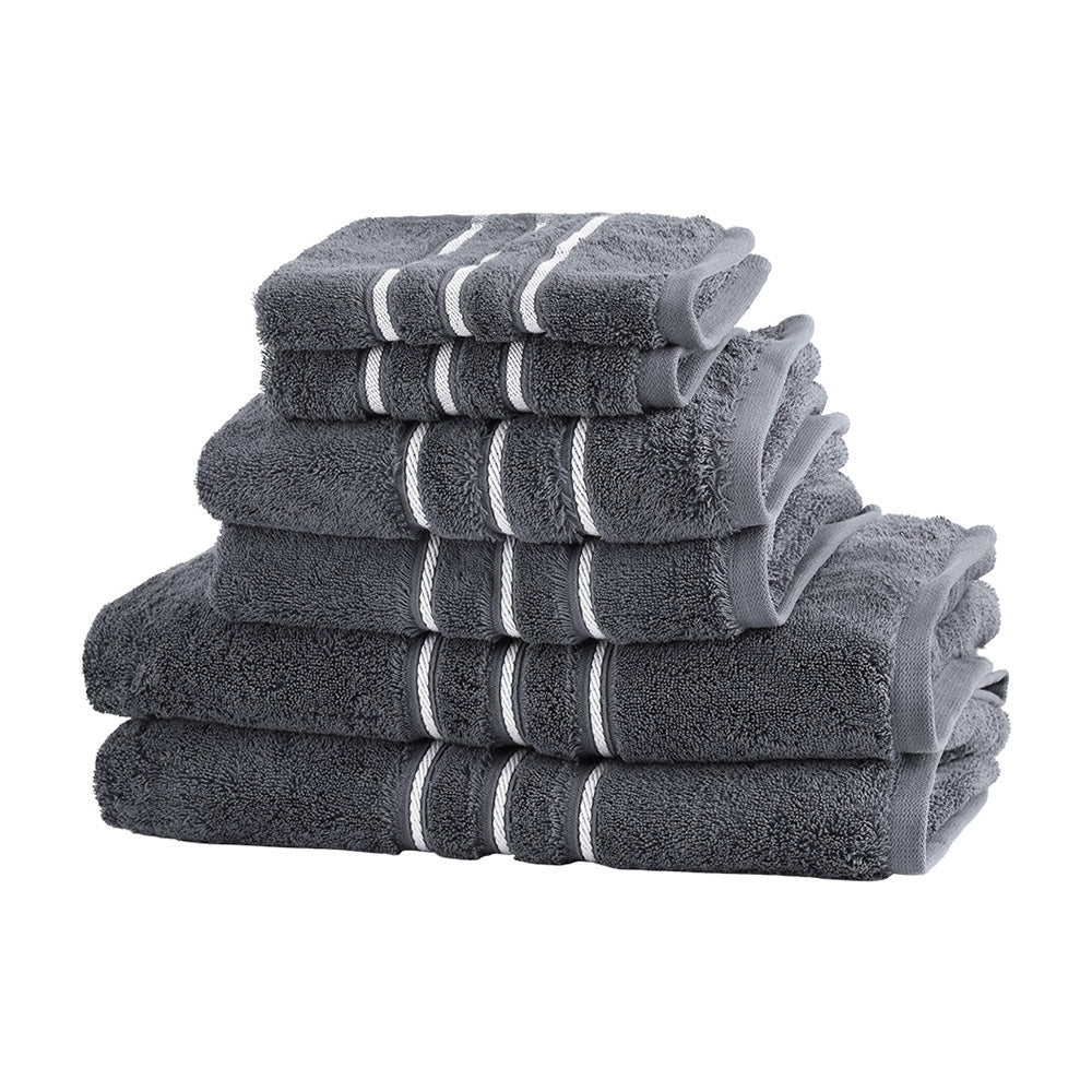 6 Pack 100% Cotton Bath Towels Set 650gsm Quick Dry Grey