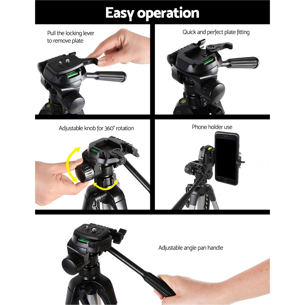 Weifeng Adjustable Tripod Stand 55-145cm Aluminium for DSLR & Mobile
