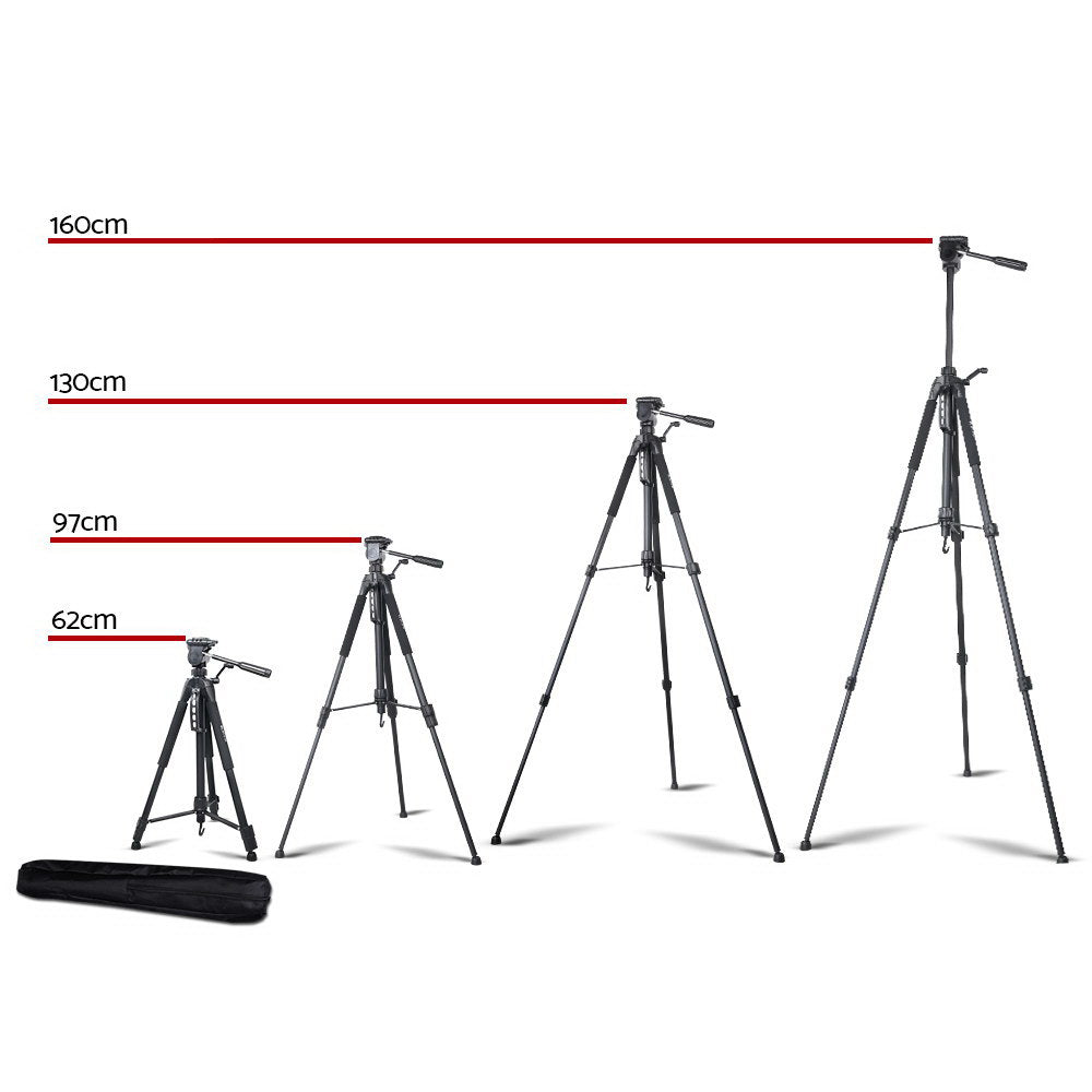 Weifeng 160cm Professional Camera Tripod DSLR Adjustable Black