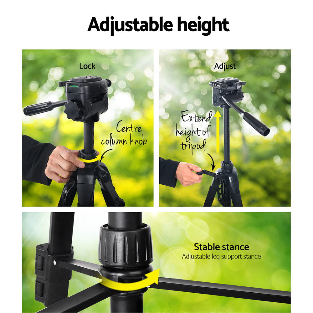 Weifeng 160cm Professional Camera Tripod DSLR Adjustable Black