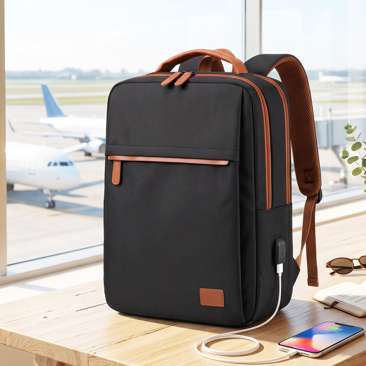 Wanderlite 20L Travel Laptop Backpack Carry On Work Bag with USB Port for Airlines Outdoor Business Black