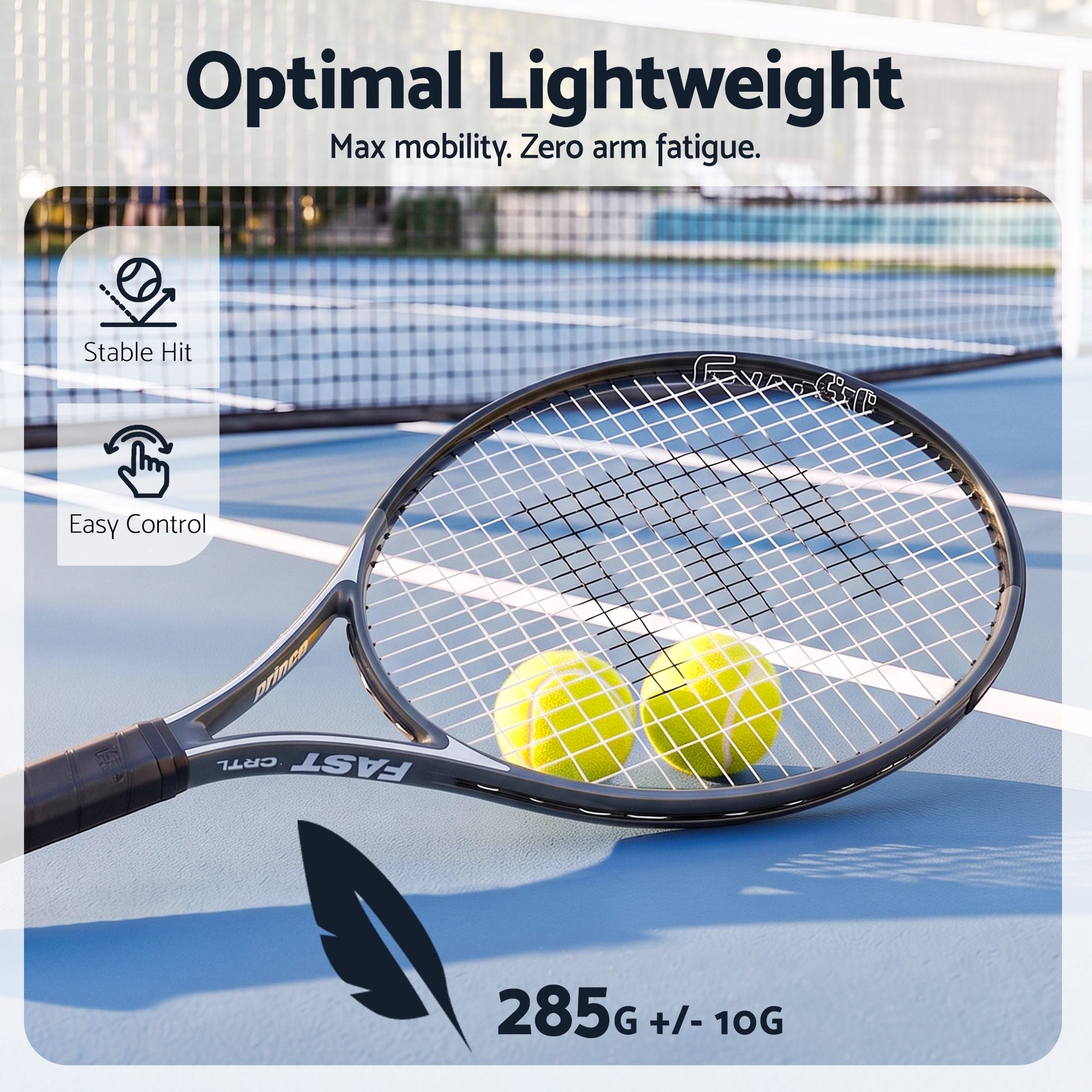 Everfit 27 Inch Tennis Racket Lightweight Racquet for Beginner Adult Players Black