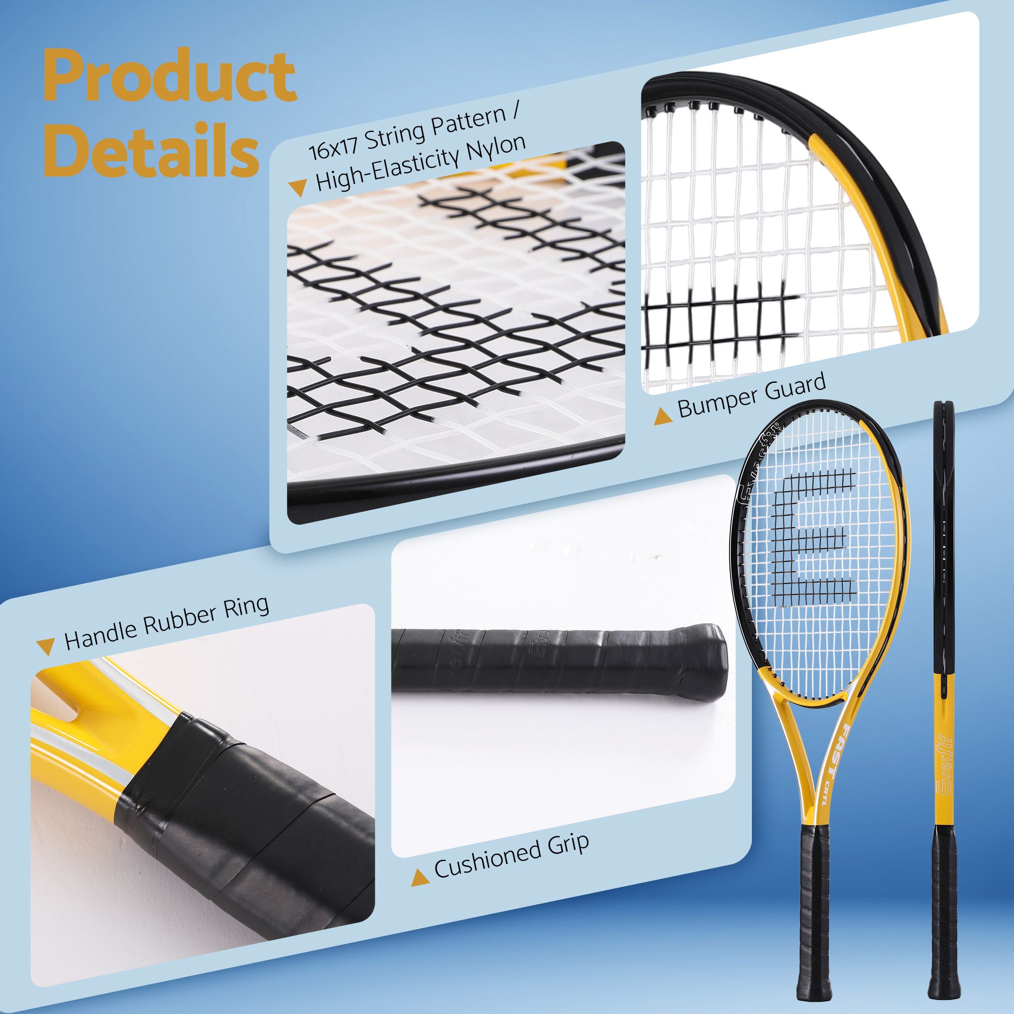 Everfit 27 Inch Tennis Racket Lightweight Racquet for Beginner Adult Players