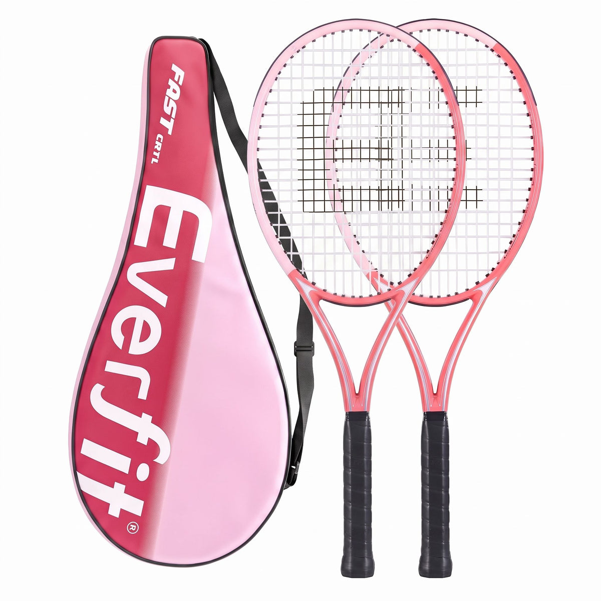 Everfit Tennis Racket Set 2 Pack 27 Inch Lightweight Cushioned Grip for Adults Pink