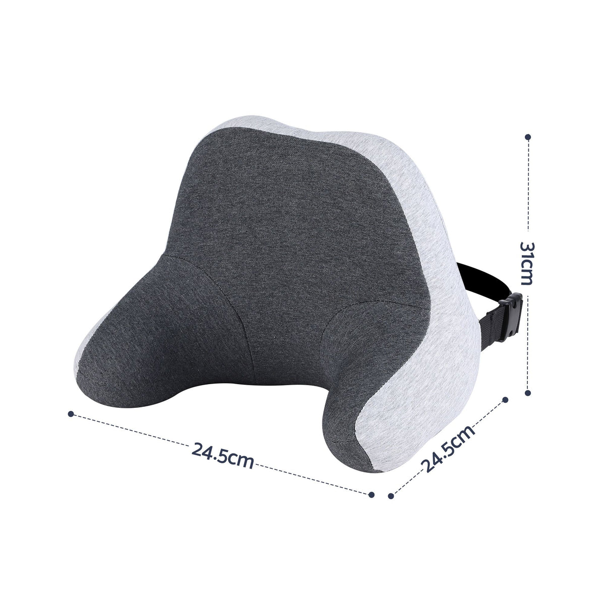 Wanderlite Travel Neck Pillow Portable for Airplane Memory Foam with Eyemask Earplugs Grey