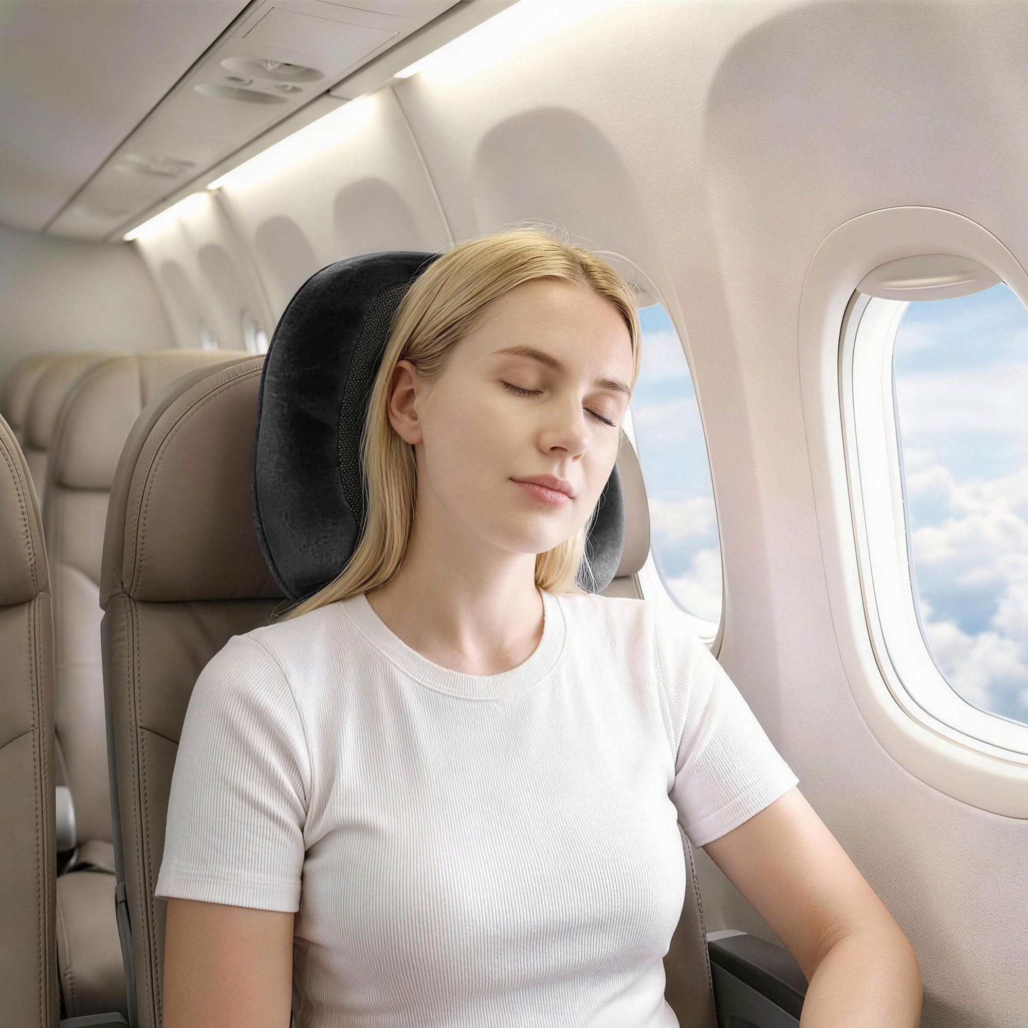 Wanderlite Travel Pillow for Airplanes Memory Foam Neck Pillows for Traveling, Soft & Washable Cover with Storage Bag, Portable Plane Accessories for Airplanes Offices Cars, Grey