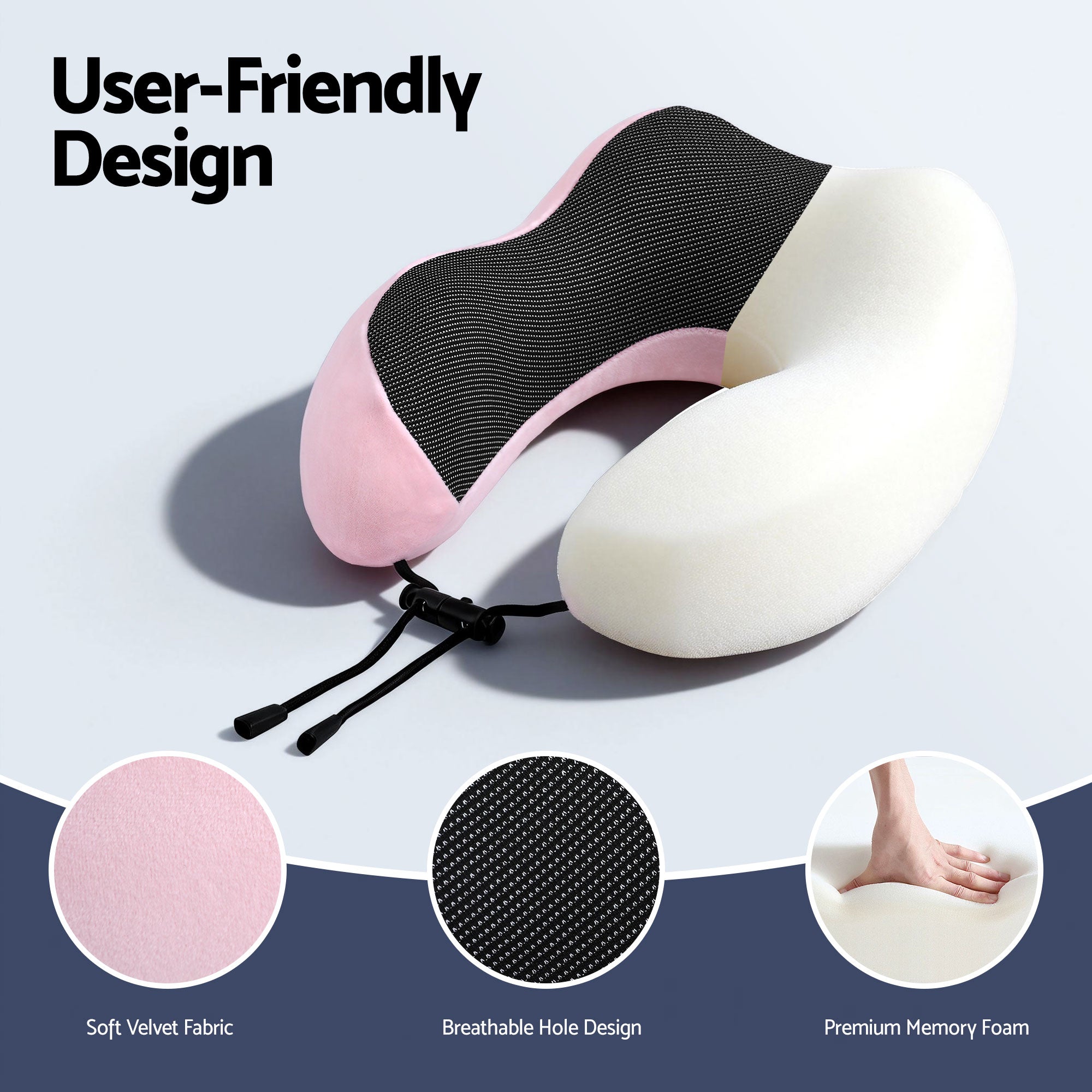 Wanderlite Travel Pillow for Airplanes Memory Foam Neck Pillows for Traveling, Soft & Washable Cover with Storage Bag, Portable Plane Accessories for Airplanes Offices Cars, Pink