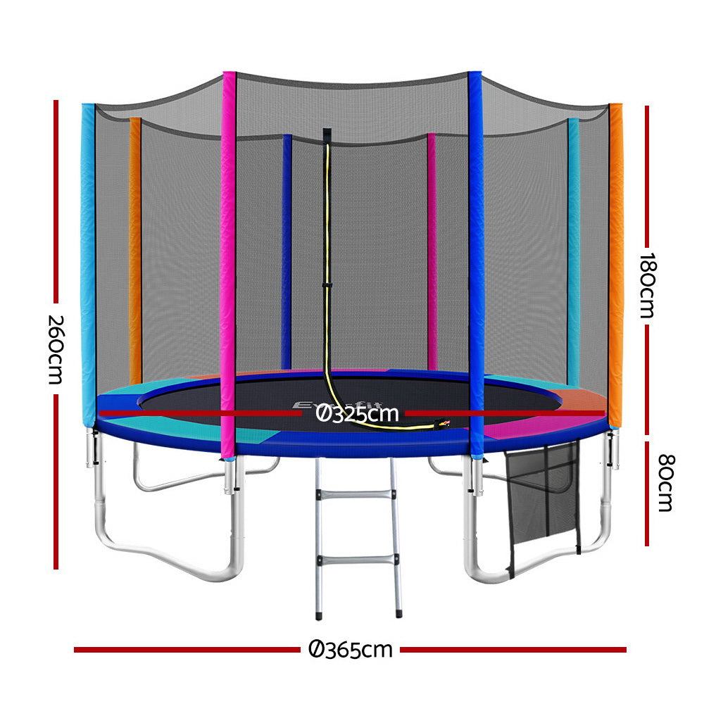 Everfit 12FT Kids Trampoline Ladder Enclosure Safety Net Round