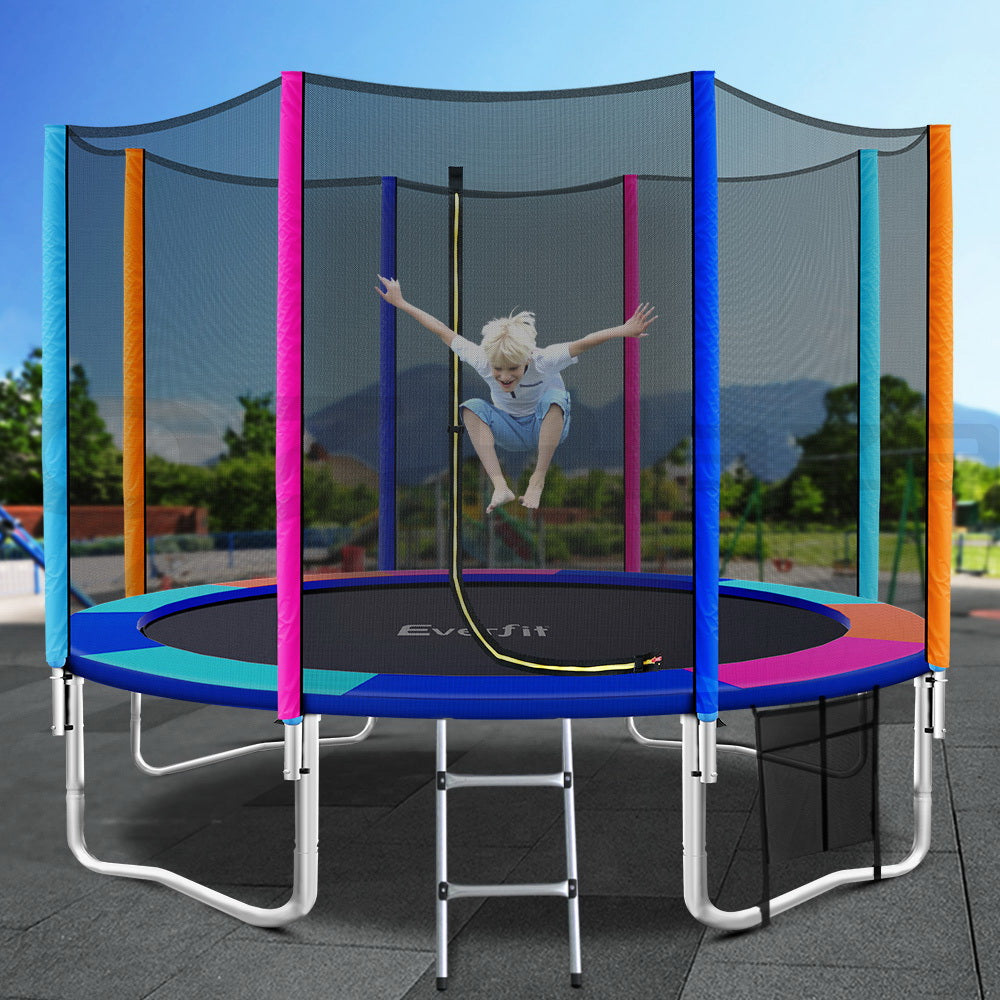 Everfit 12FT Kids Trampoline Ladder Enclosure Safety Net Round