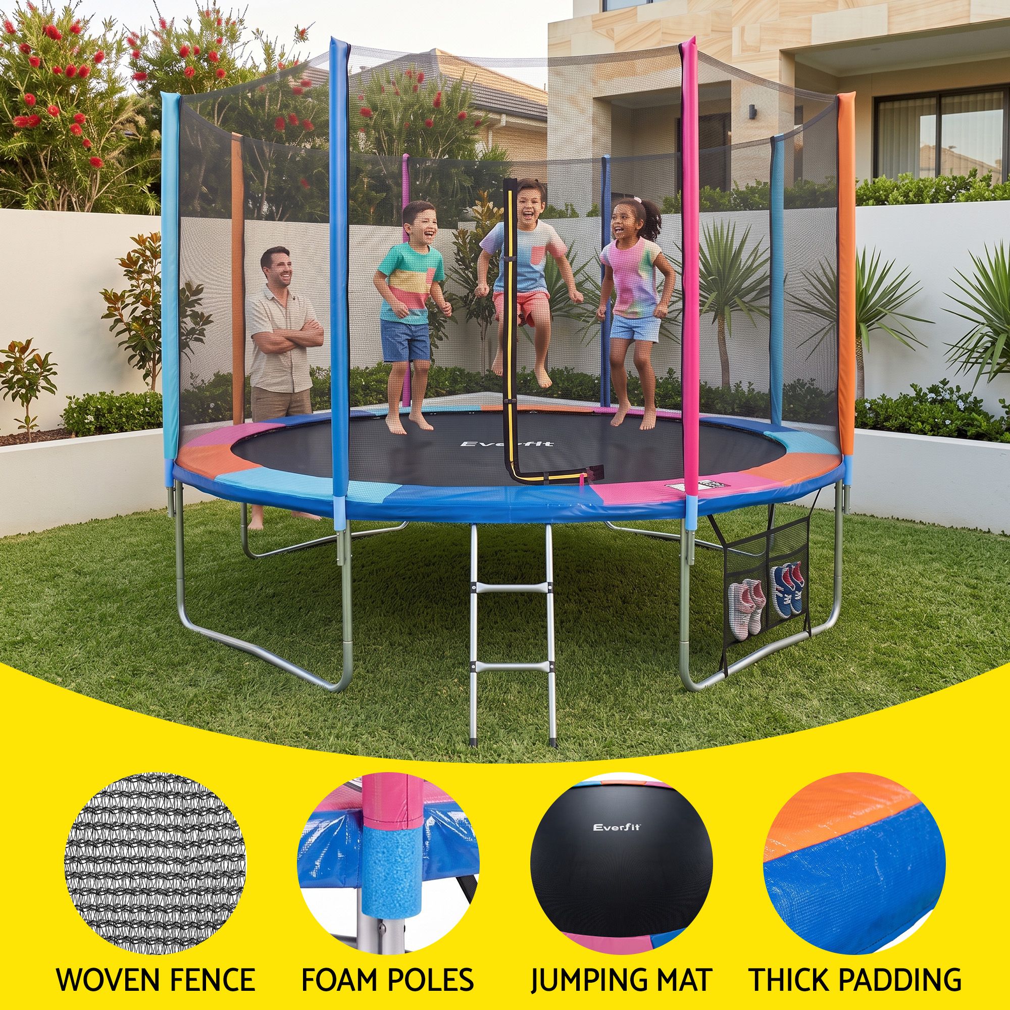 Everfit 14FT Kids Trampoline Rebounder with Enclosure Net Storage Bag