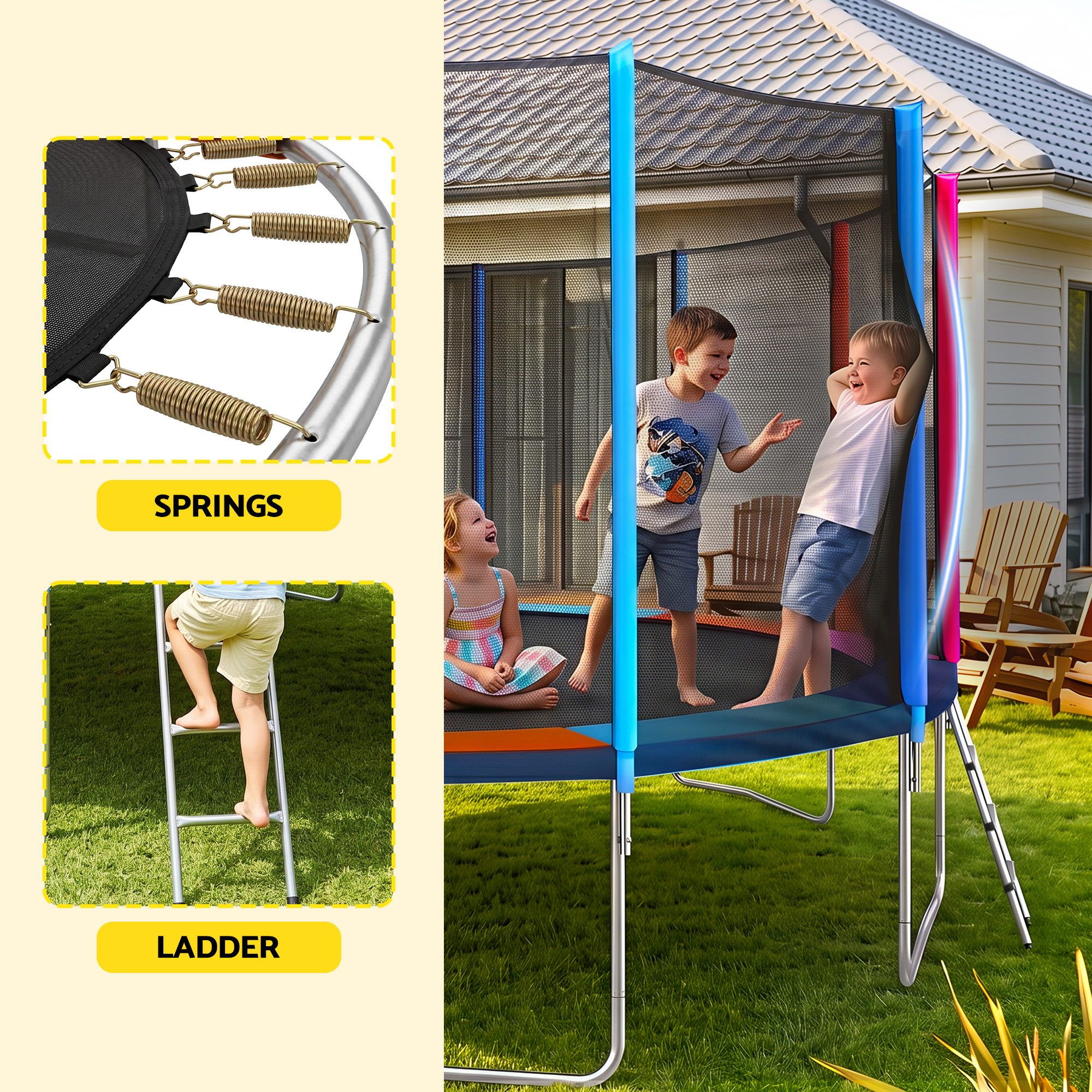 Everfit 16FT Kids Trampoline Rebounder with Enclosure Net Storage Bag