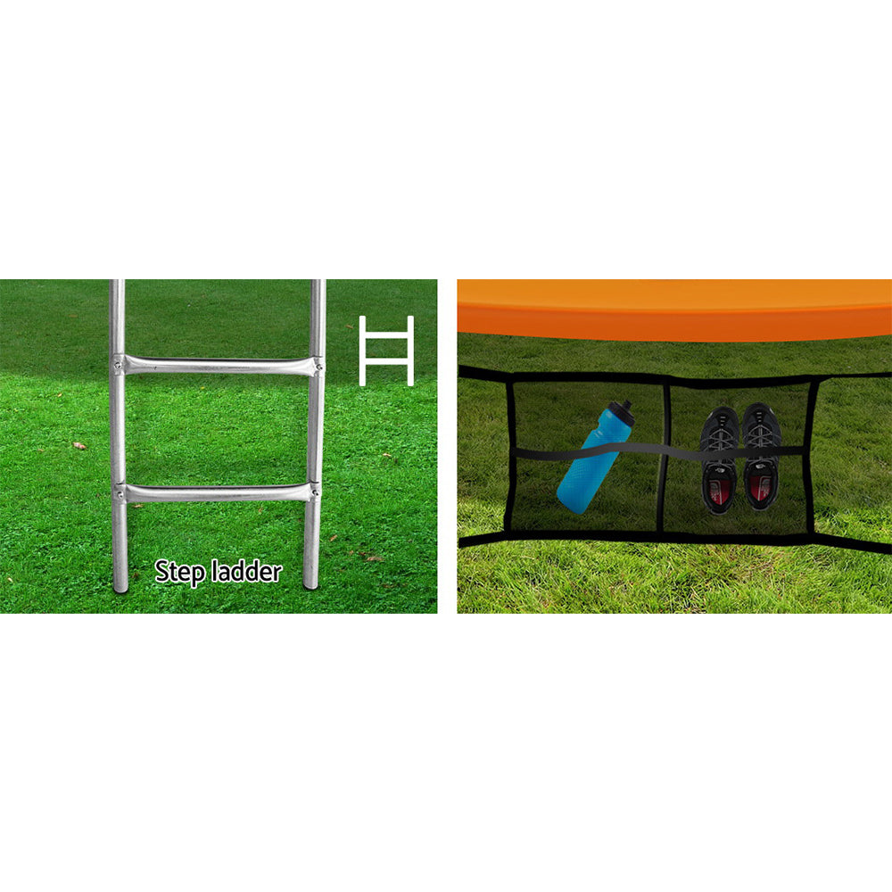 Everfit 12ft Kids Trampoline with Safety Enclosure and Ladder, Orange