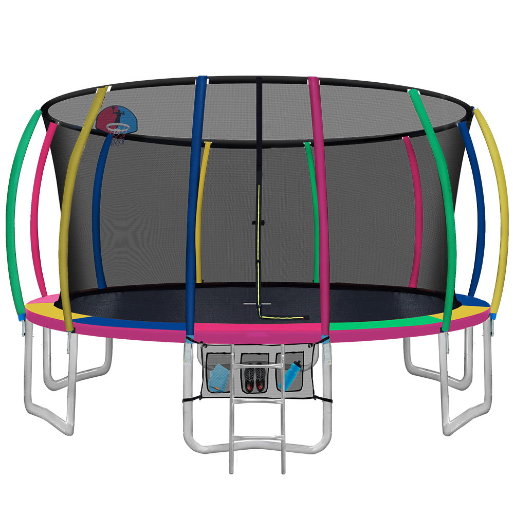 Everfit 16FT Kids Trampoline Ladder Enclosure Safety Net Multicolour