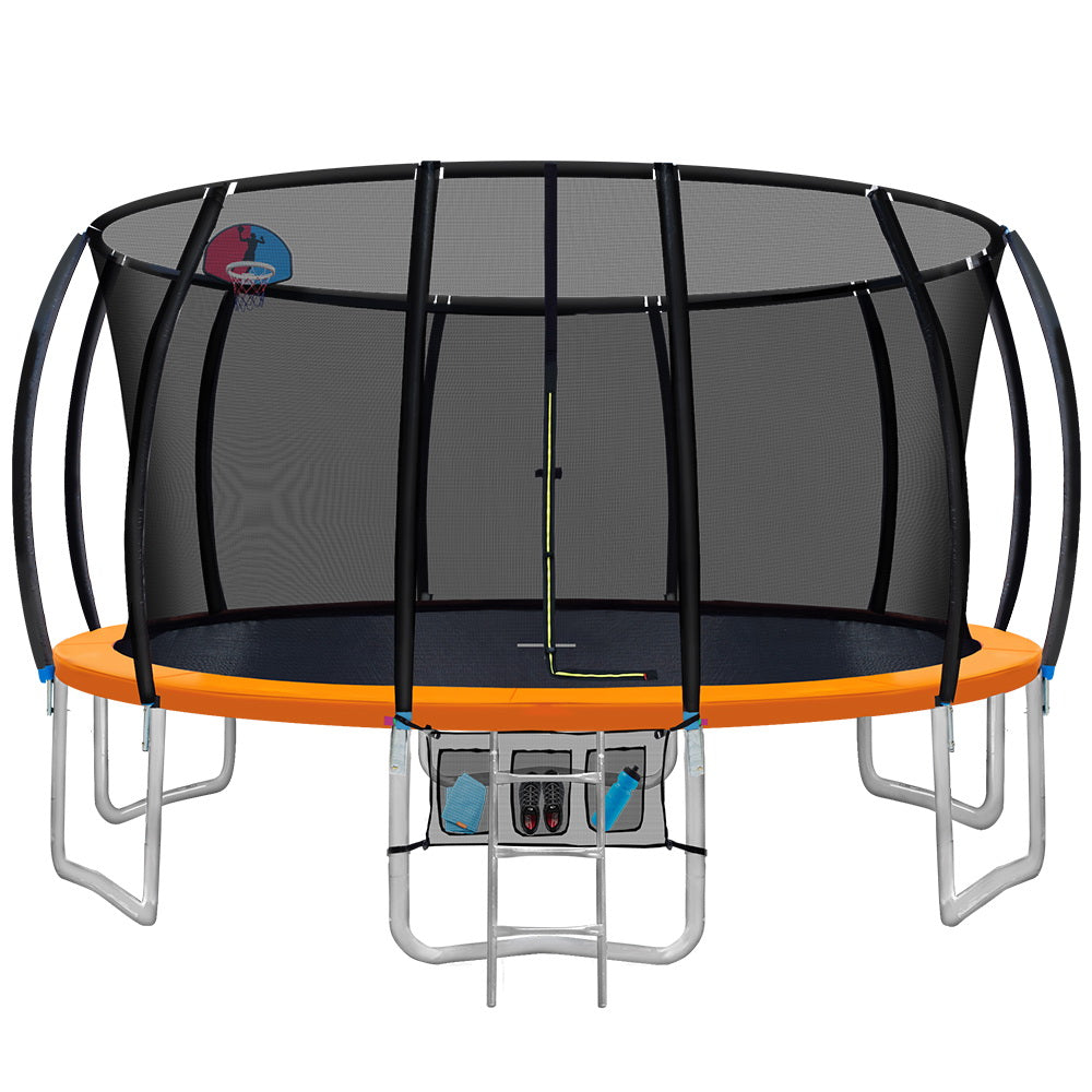 Everfit 16ft Kids Trampoline Ladder Enclosure Safety Net Orange
