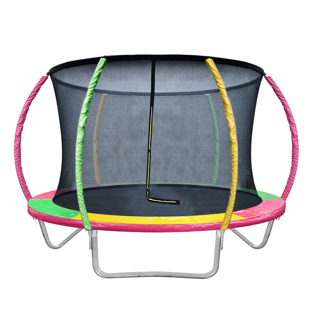 Everfit 8FT Kids Trampoline Ladder Enclosure Safety Net Multi-Colour