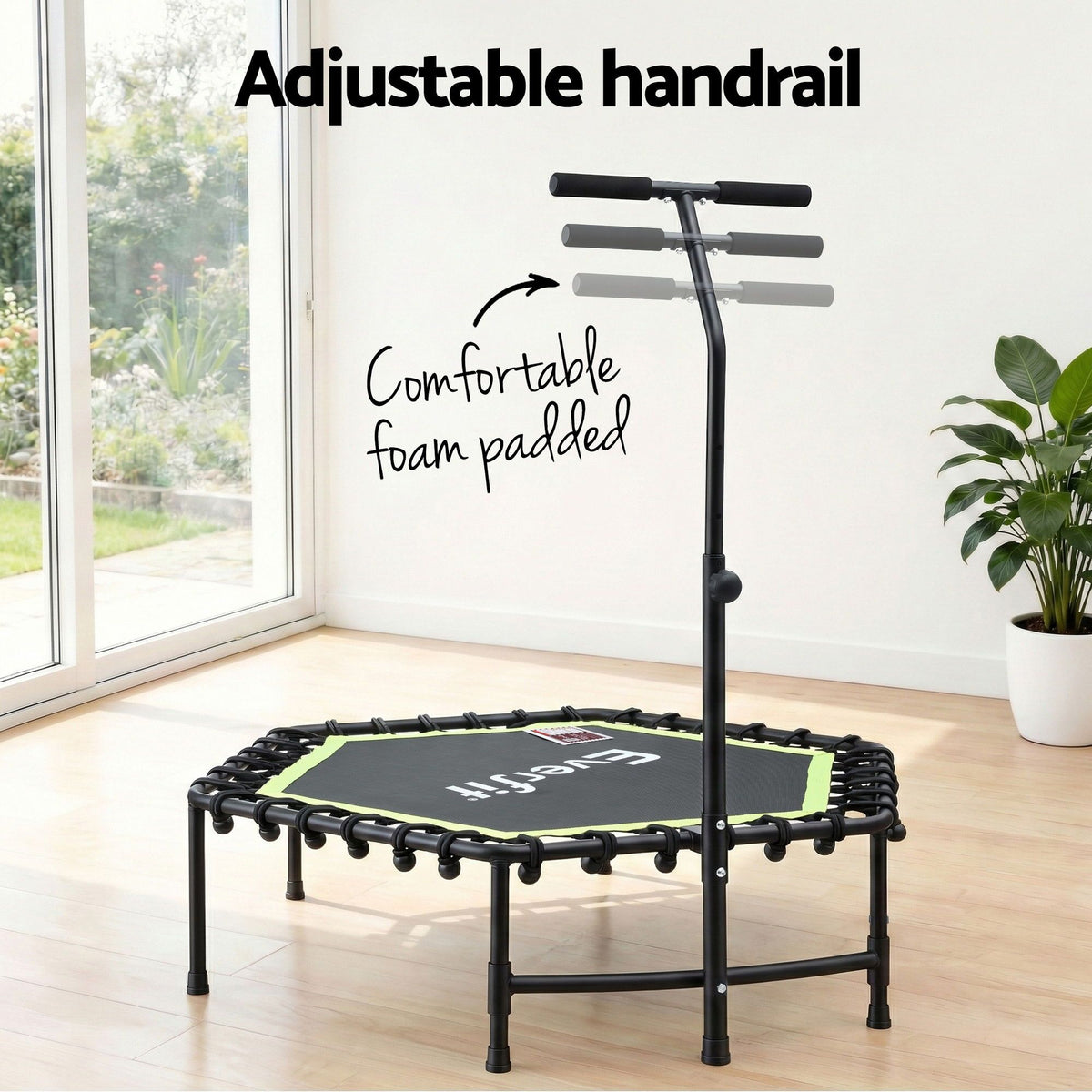Everfit 48-Inch Hexagon Fitness Trampoline Rebounder Green