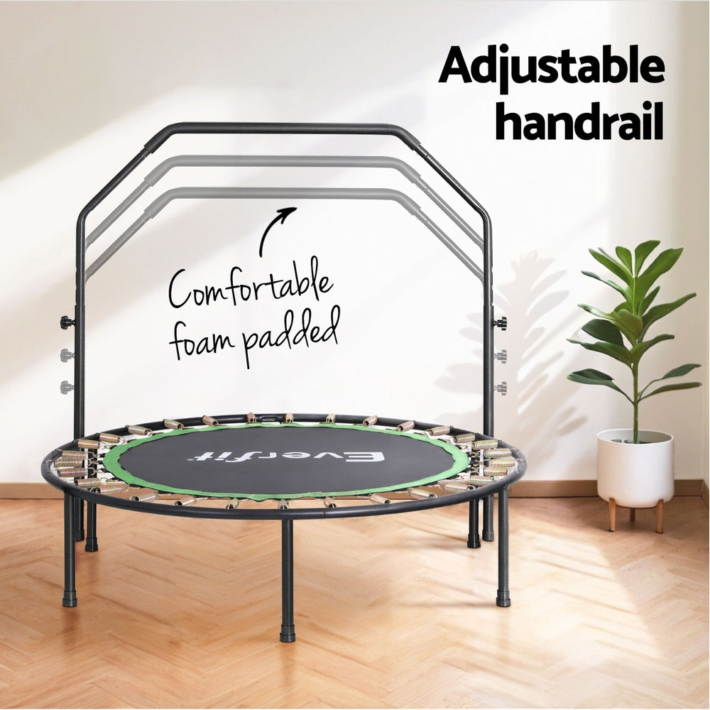 Everfit 48" Round Fitness Trampoline Adjustable Handrail Green