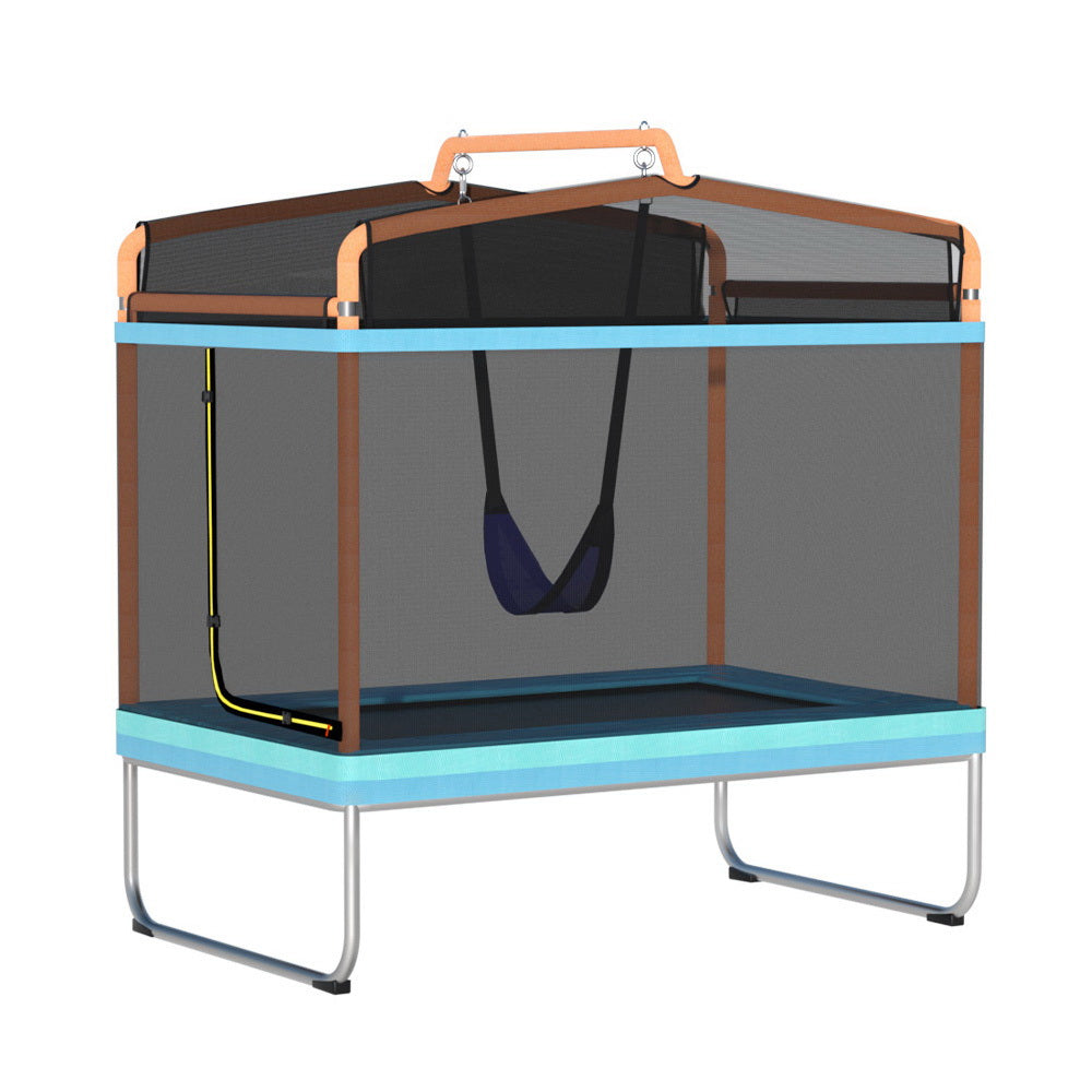 Everfit 6FT Kids Trampoline Rectangle Swing Safety Net Orange