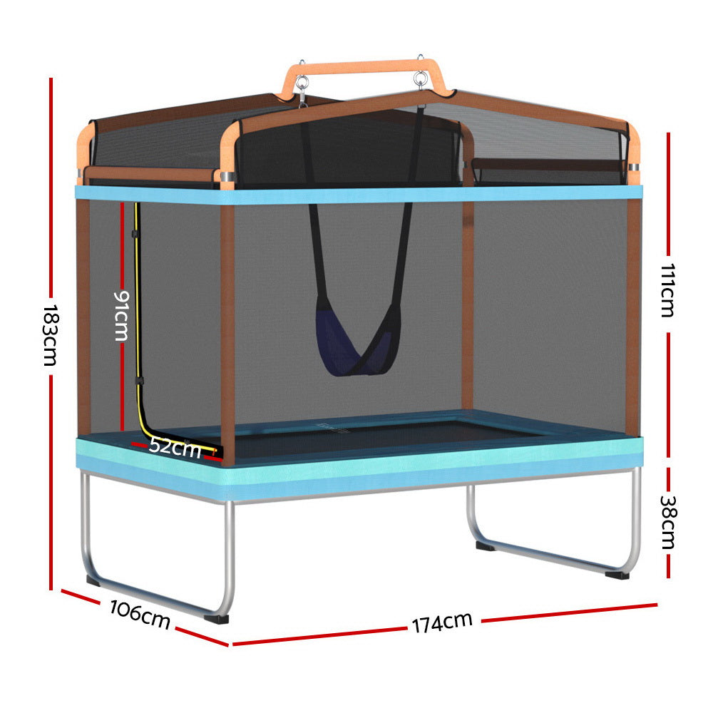 Everfit 6FT Kids Trampoline Rectangle Swing Safety Net Orange