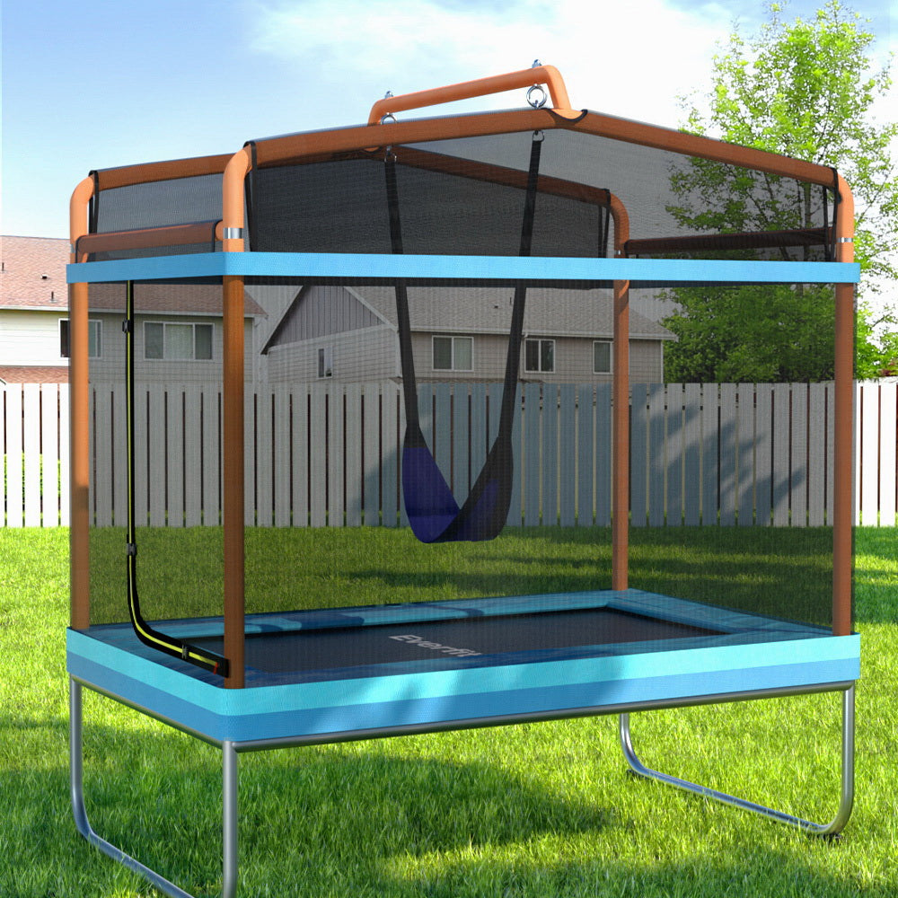 Everfit 6FT Kids Trampoline Rectangle Swing Safety Net Orange