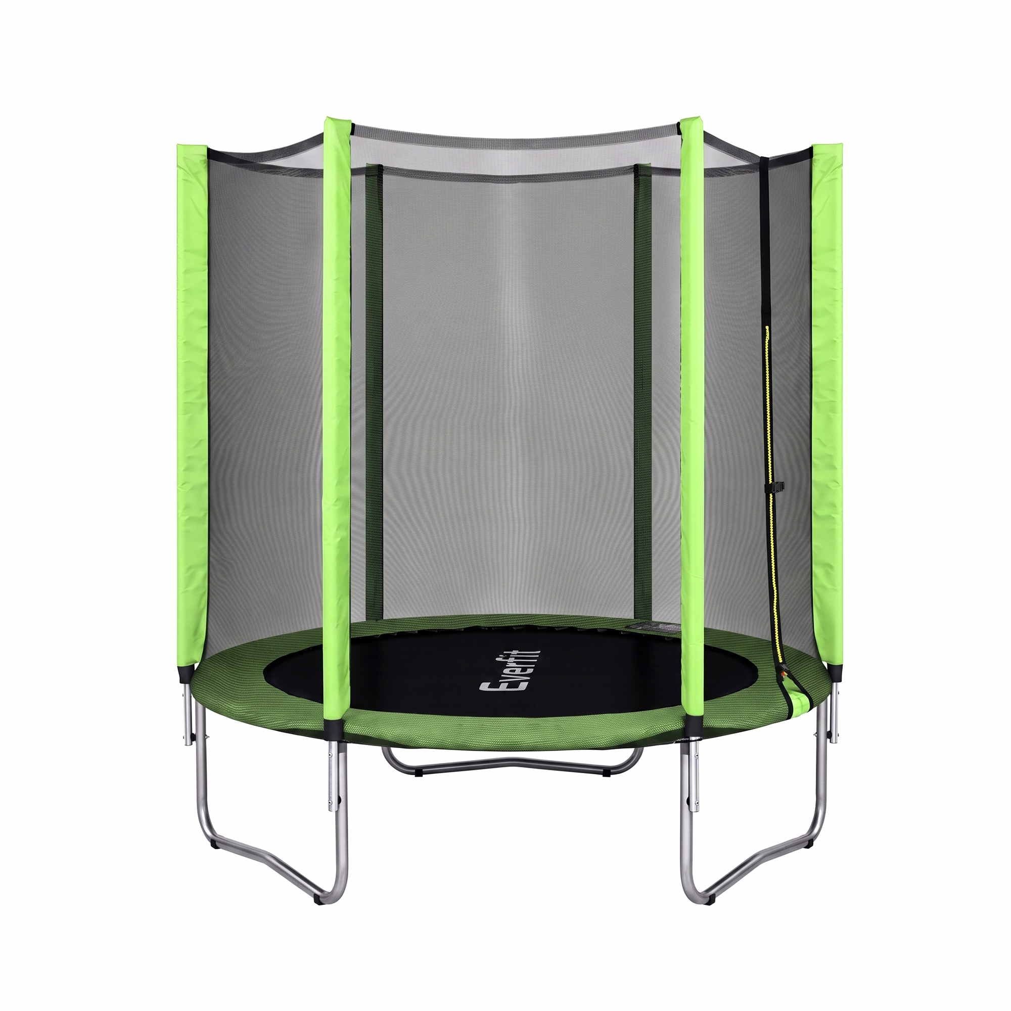 Everfit 6FT Kids Trampoline Round Rebounder with Enclosure Net Green