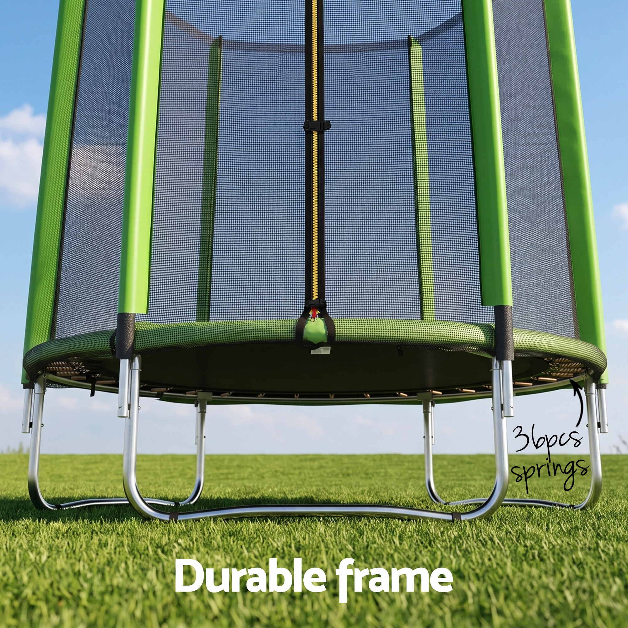 Everfit 6FT Kids Trampoline Round Rebounder with Enclosure Net Green