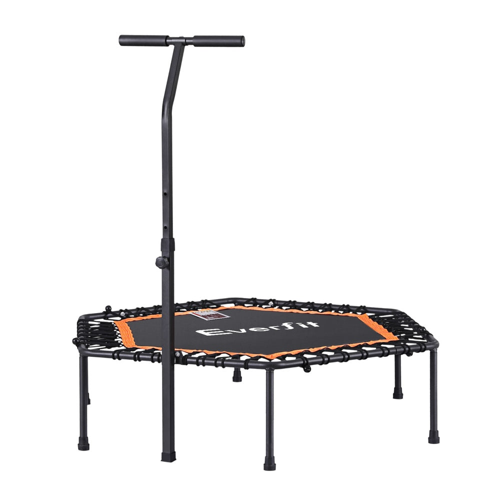 Everfit 51-Inch Hexagon Fitness Trampoline Rebounder Adjustable Handrail Orange