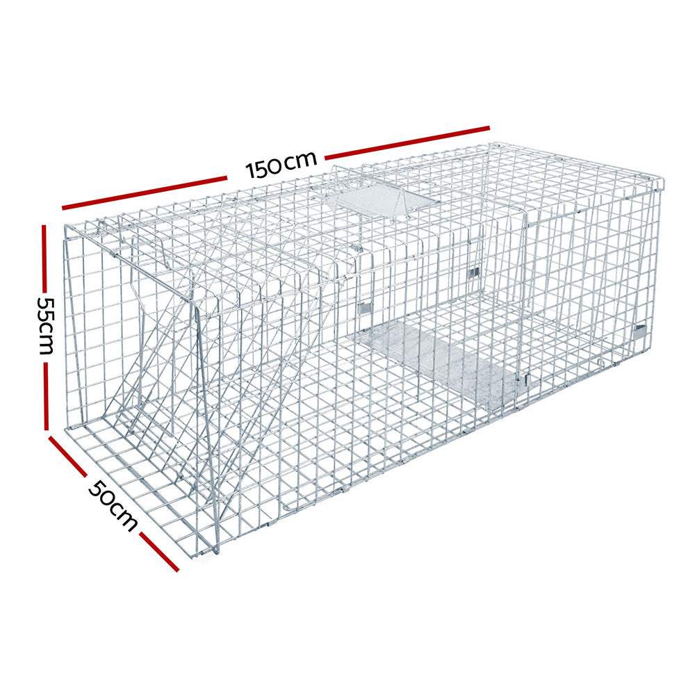 Gardeon Large Humane Animal Trap Cage 150x50cm Silver