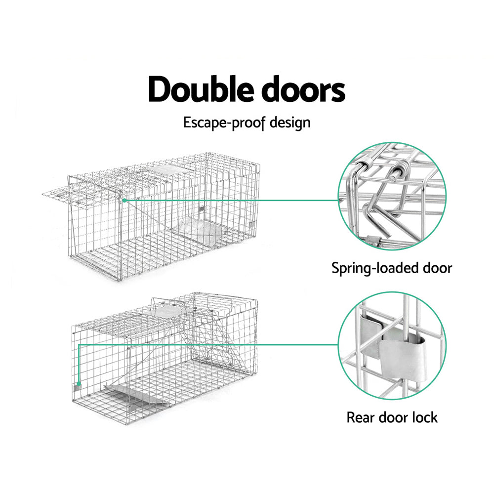 Gardeon Large Humane Animal Trap Cage 150x50cm Silver
