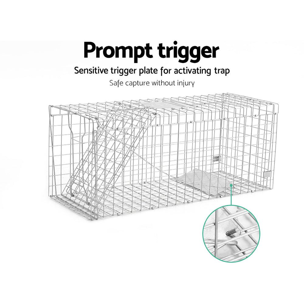 Gardeon Large Humane Animal Trap Cage 150x50cm Silver