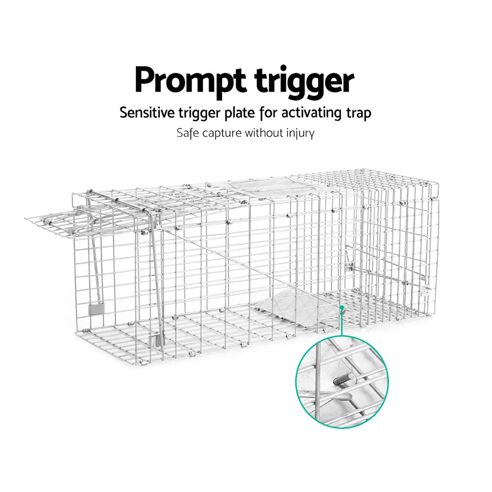 Gardeon 94x34cm Humane Animal Trap Cage Silver