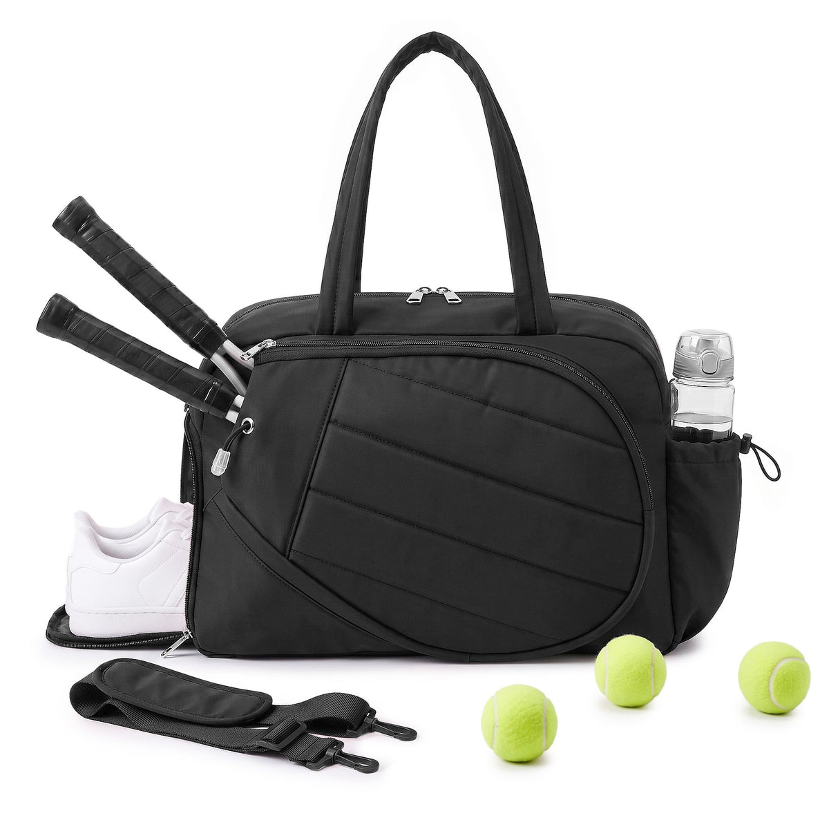 Everfit Tennis Tote Bag Gym Bag Sports Duffle Bags Holds 2 Rackets Black