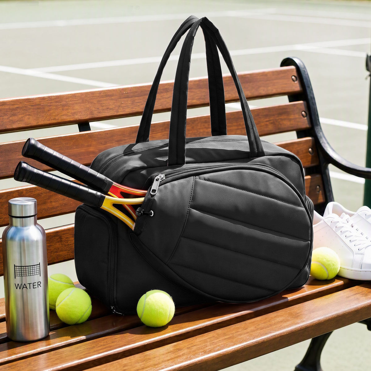 Everfit Tennis Tote Bag Gym Bag Sports Duffle Bags Holds 2 Rackets Black