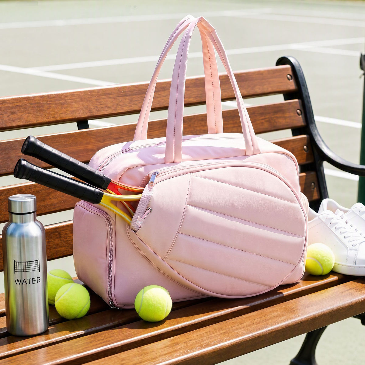 Everfit Tennis Tote Bag Gym Bag Sports Duffle Bags Holds 2 Rackets Pink