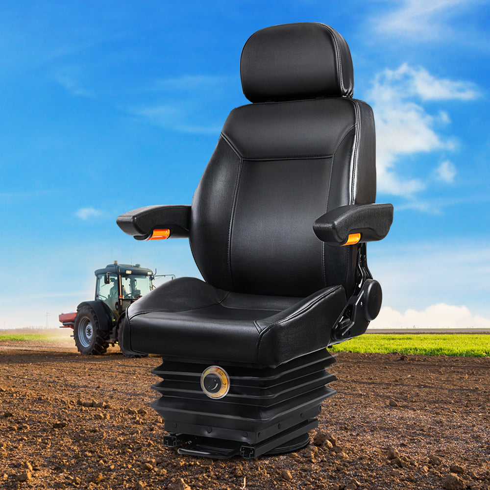 Giantz Universal Tractor Seat PU Leather Black