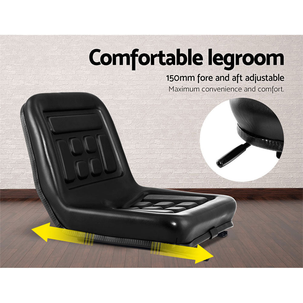 Giantz Universal Suspension Tractor Seat PU Leather Black