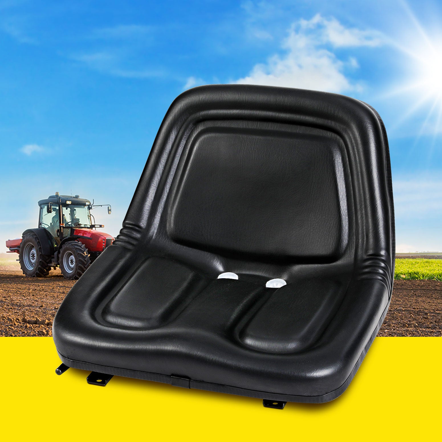 Giantz Universal Tractor Seat PU Leather Black