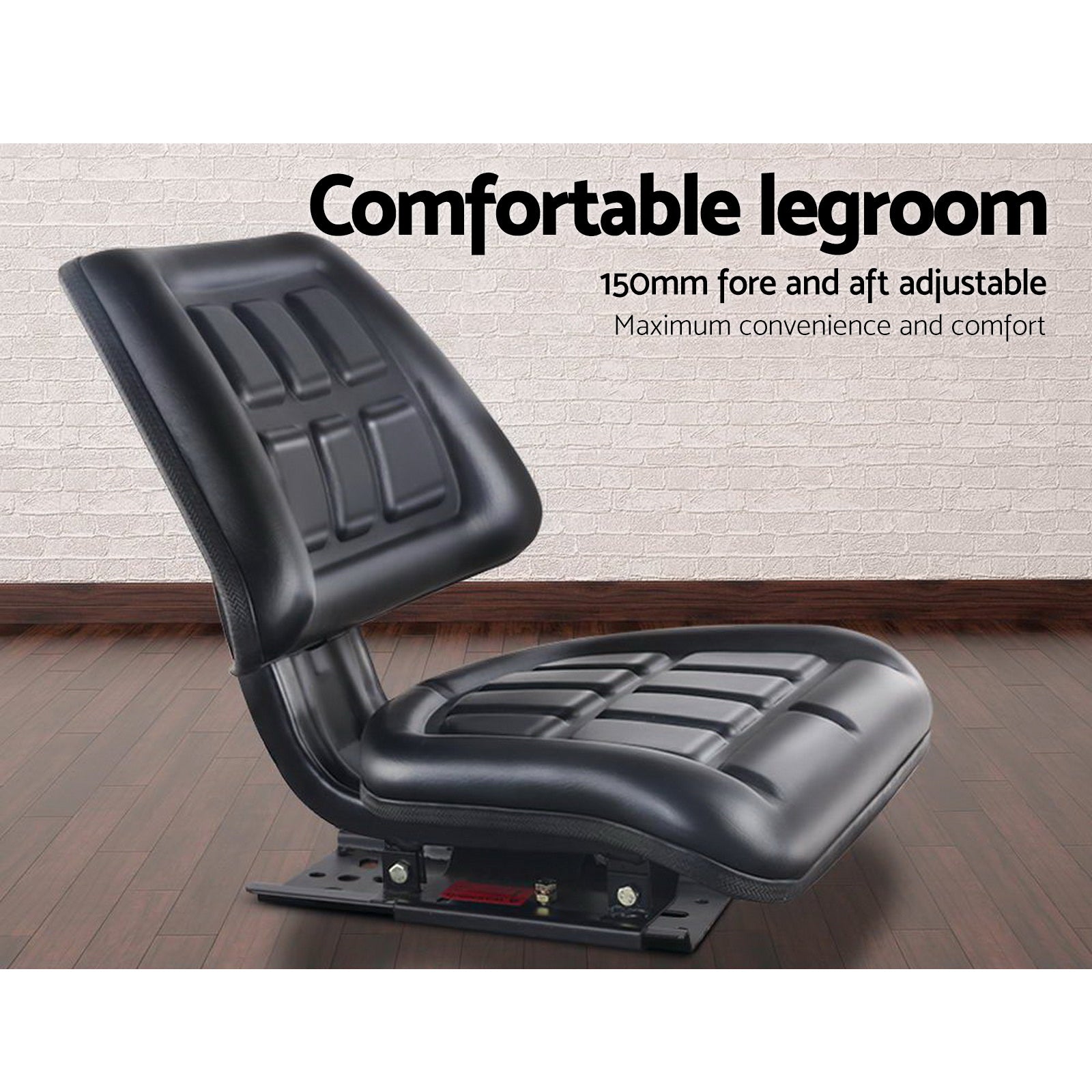 Giantz Universal Tractor Seat PU Leather Black