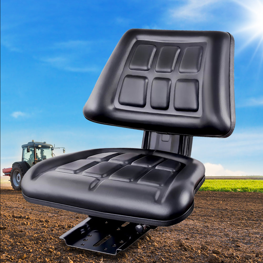 Giantz Universal Tractor Seat PU Leather Black