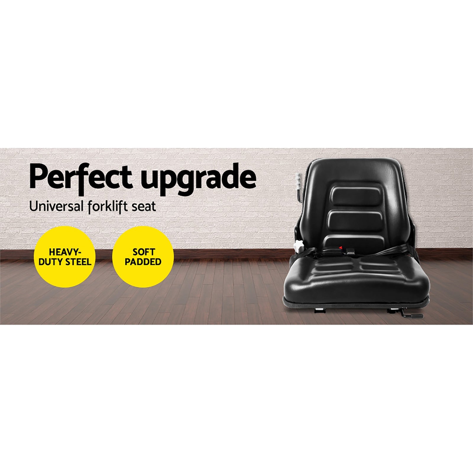 Giantz Universal Tractor Forklift Excavator Seat Black PU