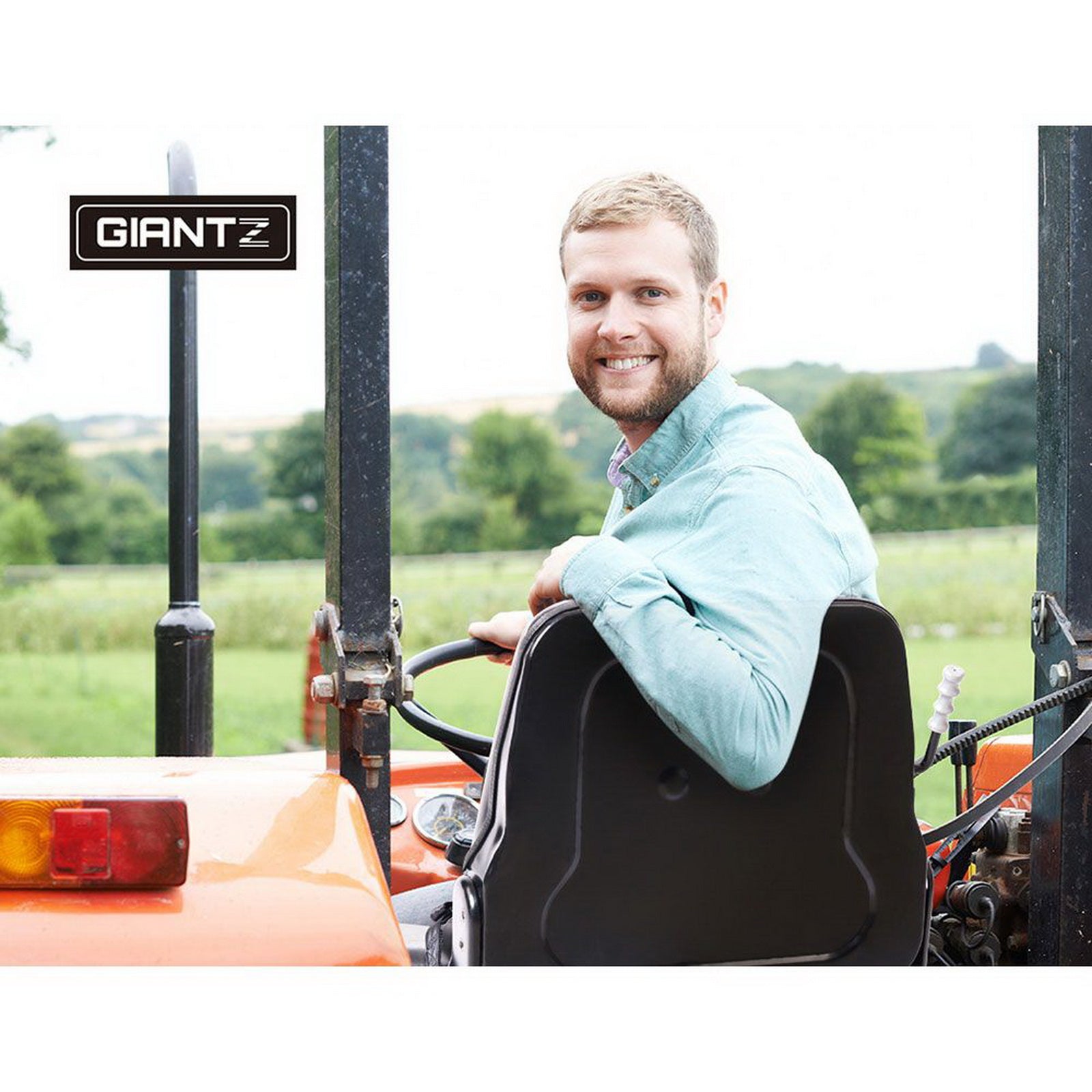 Giantz Universal Tractor Forklift Excavator Seat Black PU