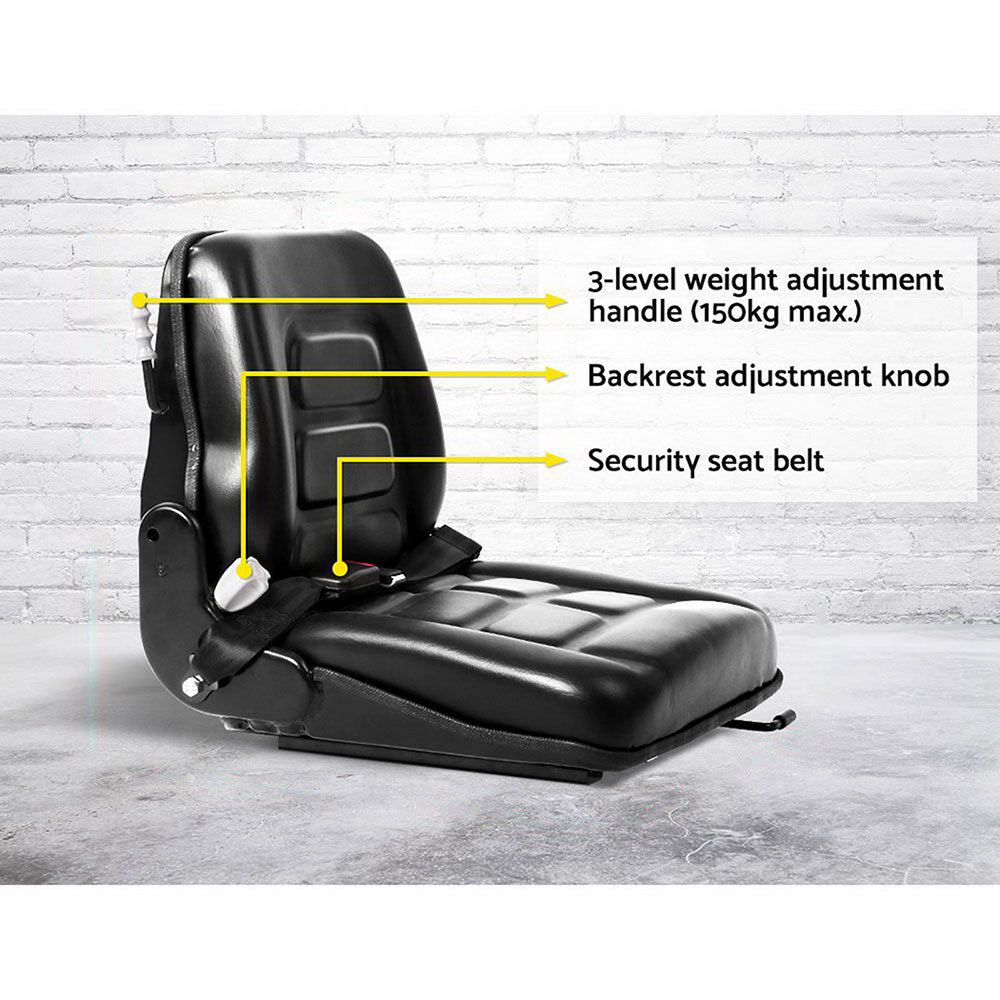 Giantz Universal Tractor Forklift Excavator Seat Black PU