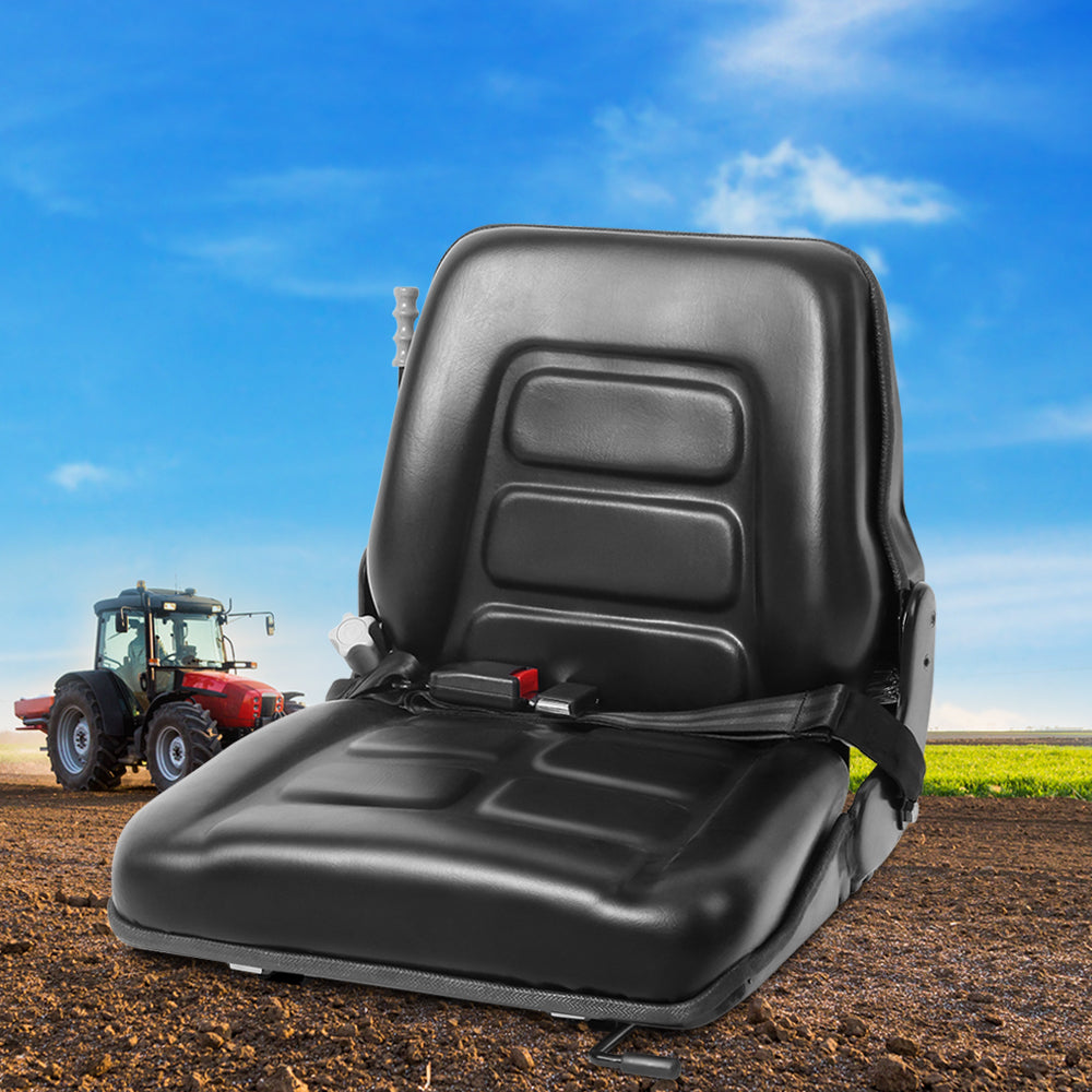 Giantz Universal Tractor Forklift Excavator Seat Black PU