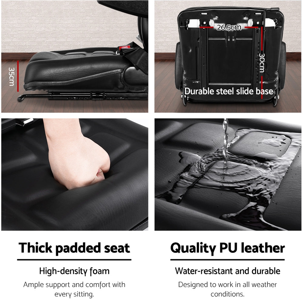 Giantz Universal Tractor Seat Suspension Armrest Black