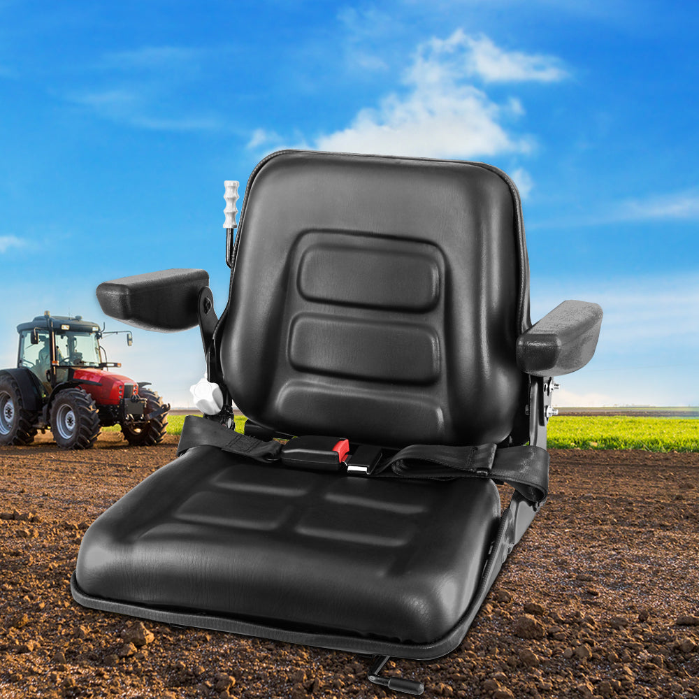 Giantz Universal Tractor Seat Suspension Armrest Black