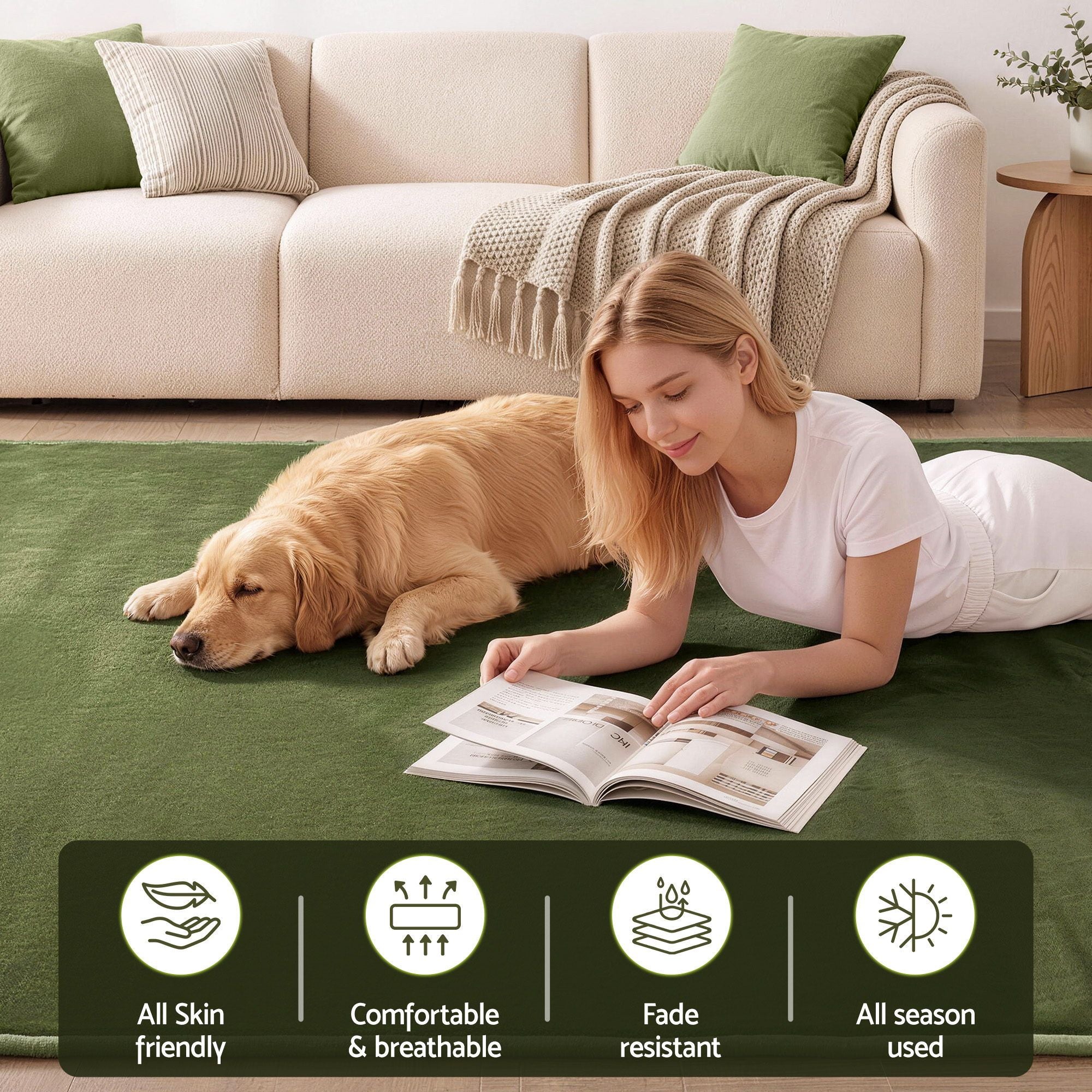 Artiss Tatami Mat Floor Mattress 3cm Thick Futon Mattresses Mellow Mat Rugs Living Room Green