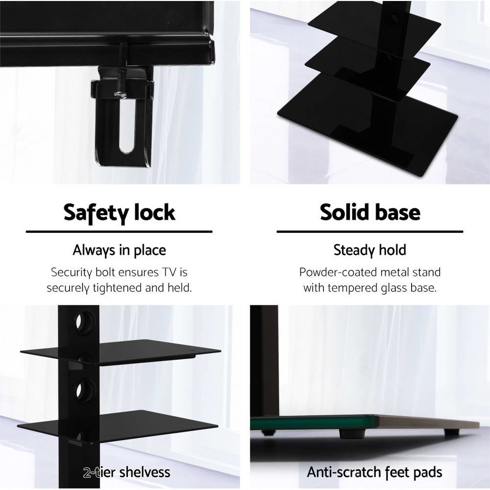 Artiss TV Floor Stand 32"-70" LED LCD Mount Bracket 3-Tier Storage Black