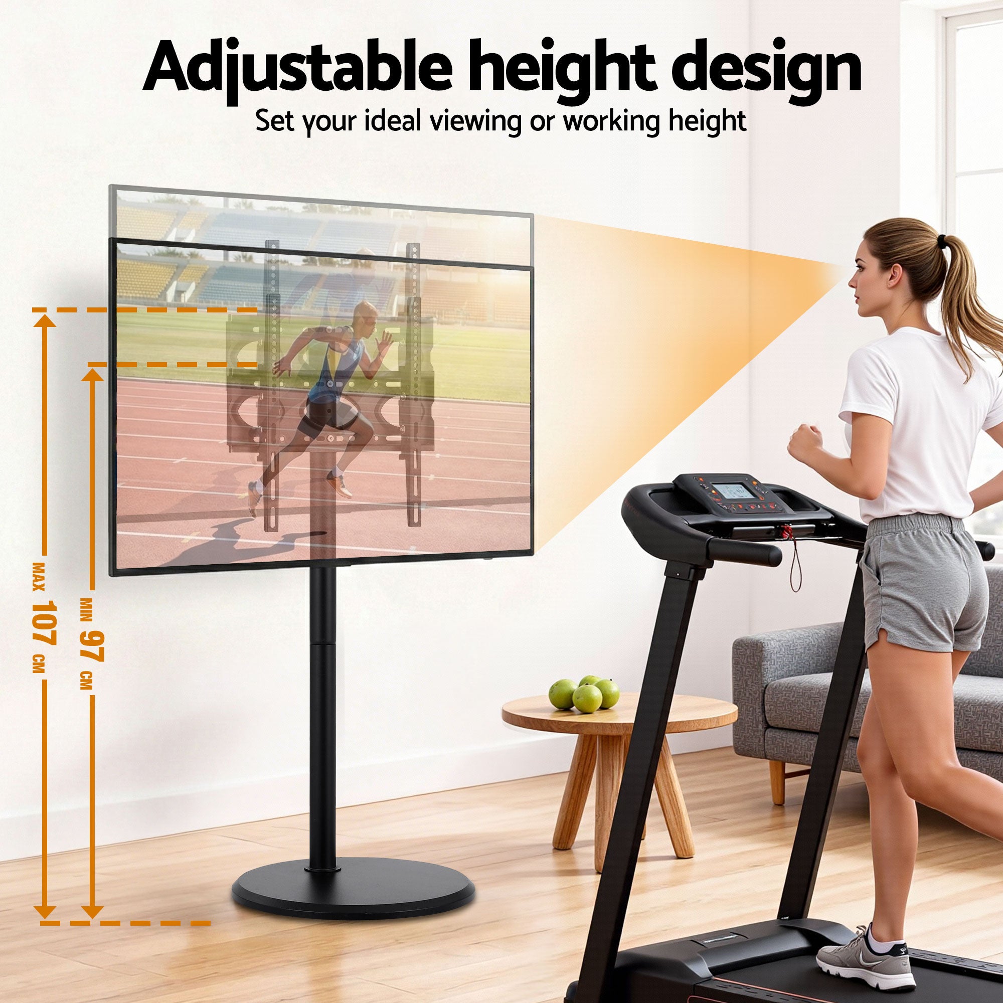 Artiss 32-55 Inch Mobile TV Stand with Wheels Height & Tilt Adjustable Floor Mount